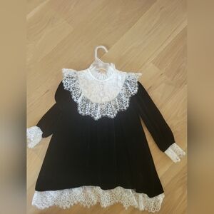 Petite Amalie Black velevet and cream dress